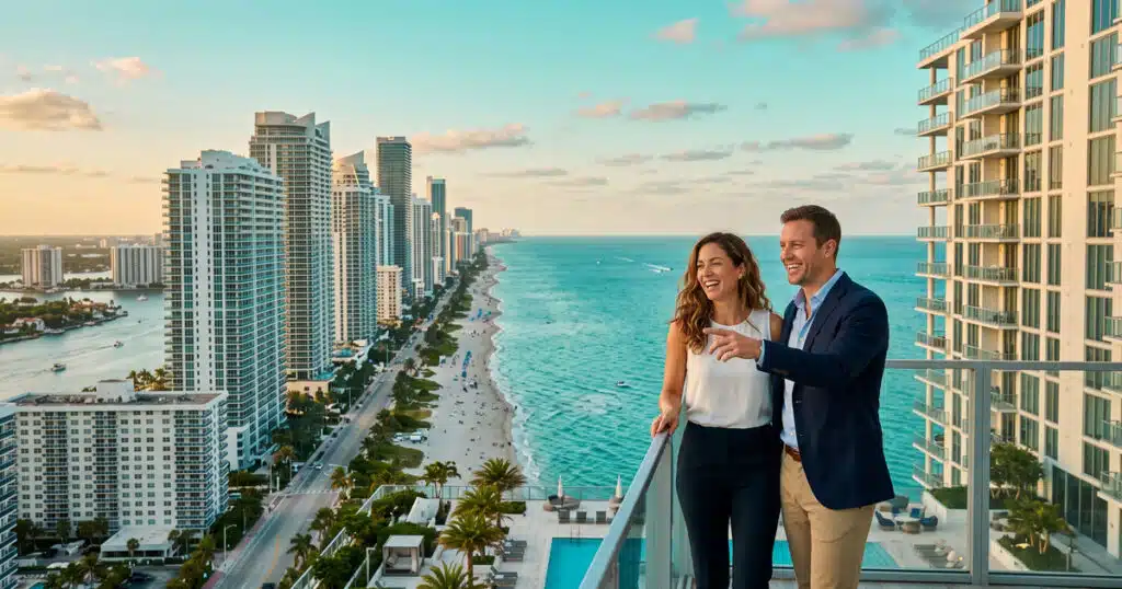 Couple enjoying a beachside view.