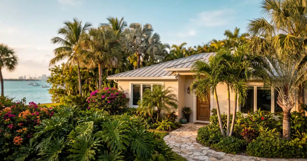 Tropical house near the waterfront.