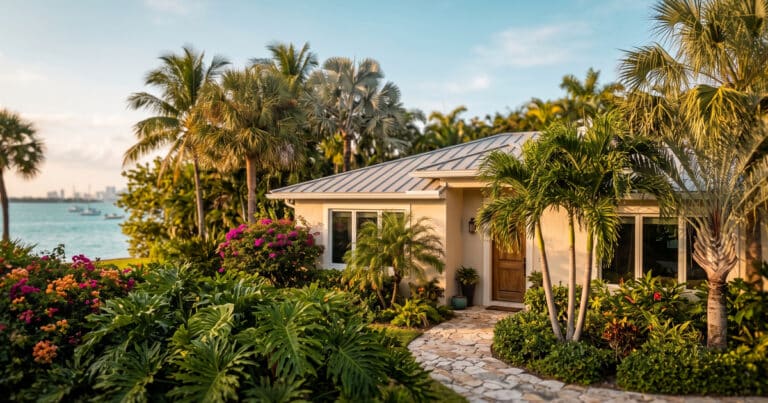 Tropical house near the waterfront.