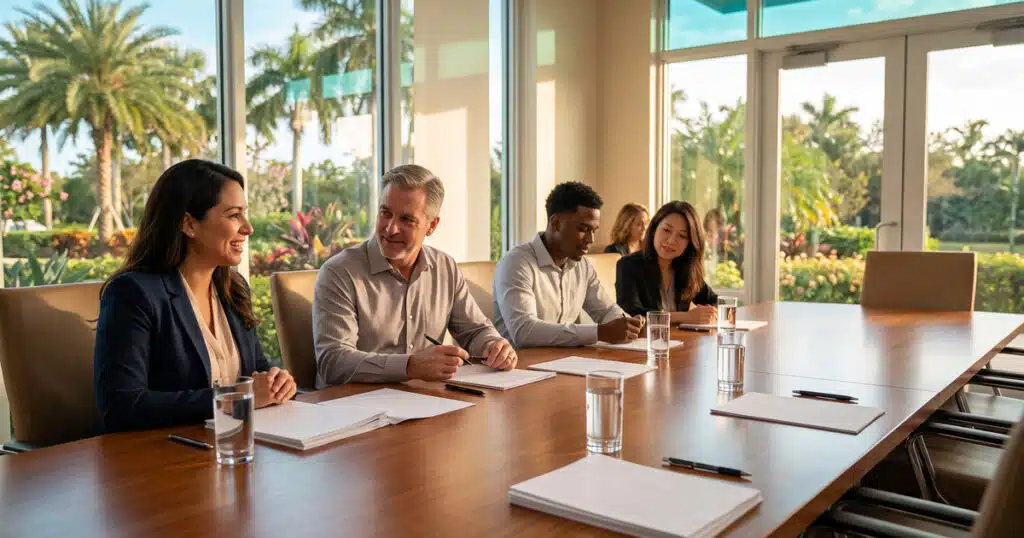 Business meeting in a bright room