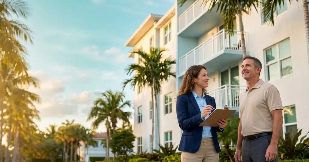 Real estate agent discussing with client.